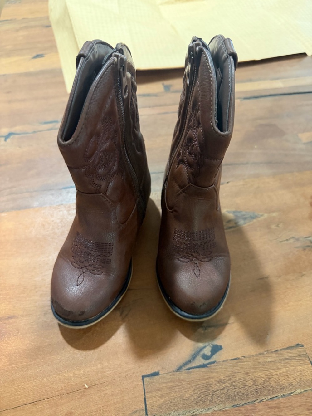 Brown Embroidered Western Boots - toddler 8 — 040726